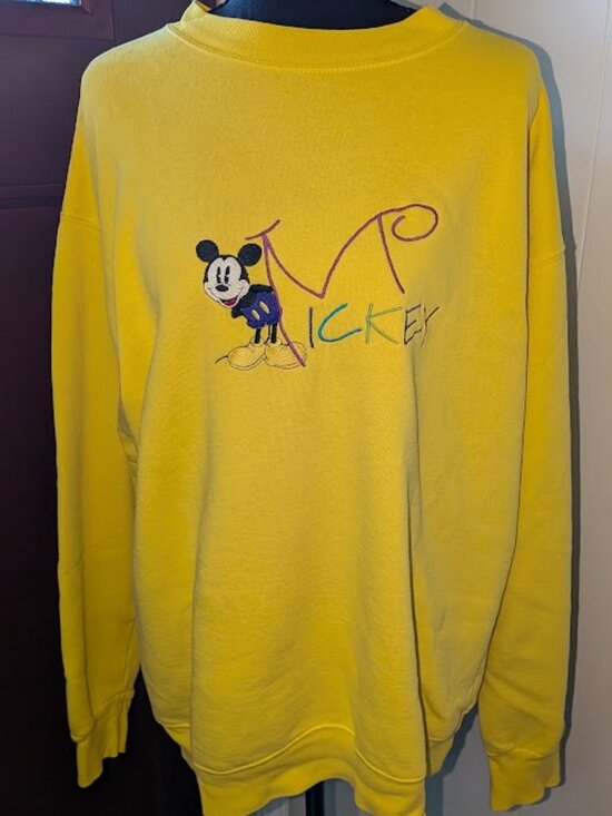 Mickey & Co. Tops - Vintage Yellow Embroidered Mickey Sweatshirt Size Large